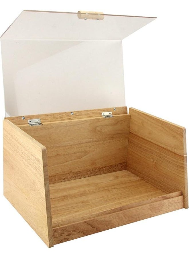 Orchid Wooden Bread Box with Transparent Flip Lid, Bamboo Bread Storage Box for Kitchen Countertop, Large Capacity Bread Keeper For Loaves & Buns, Bread Container with Lid - Image 2